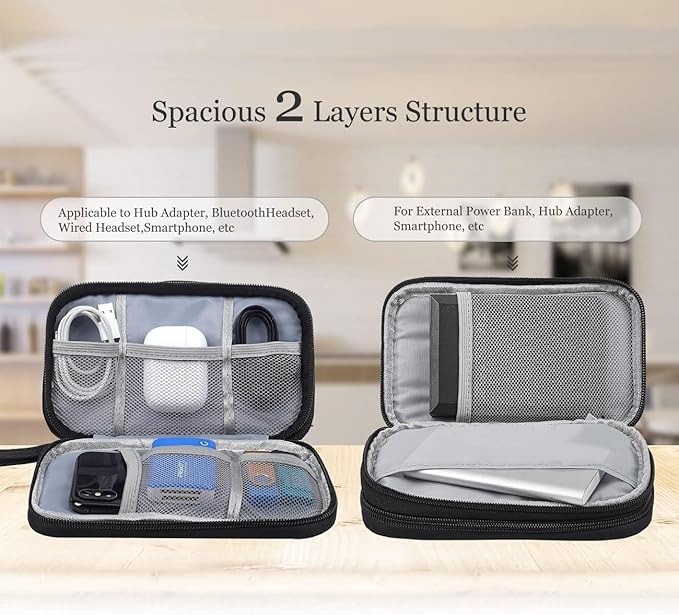 Electronics Accessories Organizer Pouch Bag, Travel Universal Organizer for Cable, Charger, Phone, SD Card, Business Travel Gadget Bag