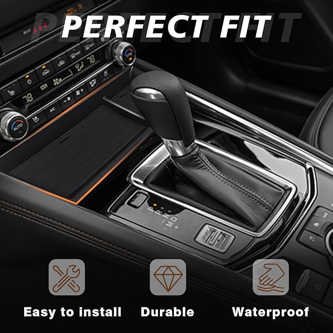 Muslogy Center Console Front Organizer & Dash Storage Box Insert Tray Behind Screen Compatible with Mazda CX5 CX-5 Accessories 2022-2025 Sunglasses Coin Holder(Console Front Tray&Dash Organizer)
