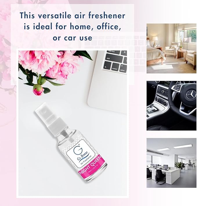 G's Breeze Night Queen Air Freshener – Nocturnal Bloom & Moonlit Garden Inspired Floral Essence for Home, Office & Car - Relaxing - Captivating Evening Ambiance with Long-Lasting Freshness