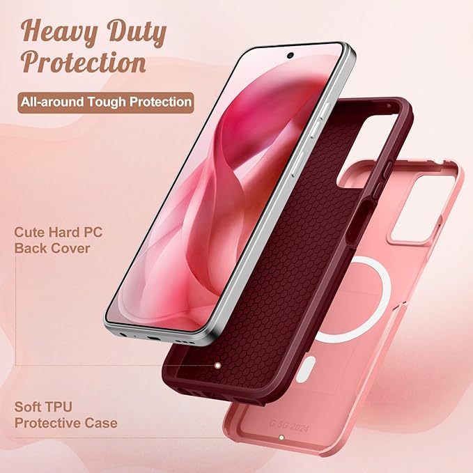 for Moto G 5G 2024 Case - Compatible with MagSafe Women Girls Cute Magnetic Protective Phone Cover Girly Kawaii Unique Pretty Heavy Duty Shockproof Design for Motorola Moto G 5G 2024 Cases