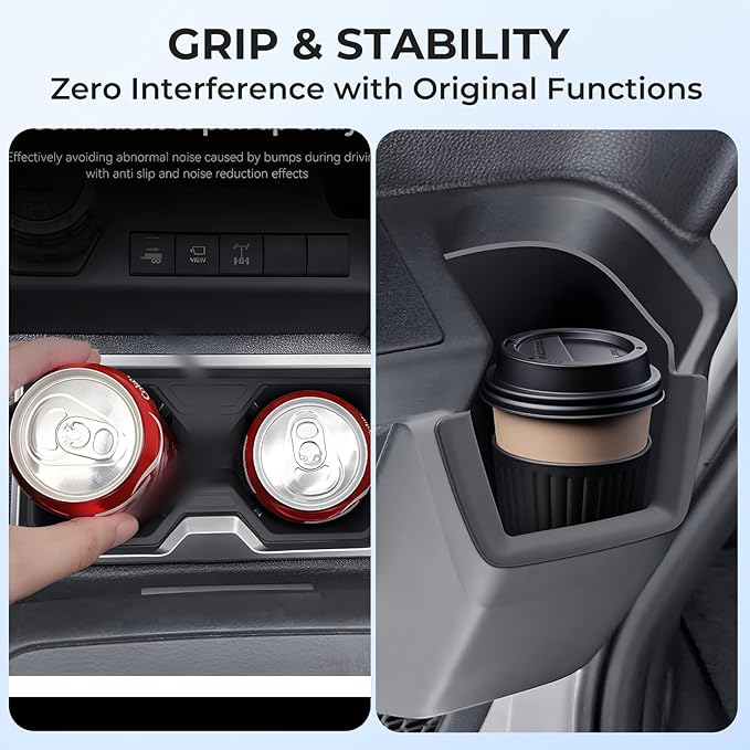 Cup Holder Inserts for Toyota 4Runner 6th Gen 2026 2025, Front & Rear TPE Center Console Interior Accessories Cup Holders Covers Protector for 2025-2026 4 Runner, Black