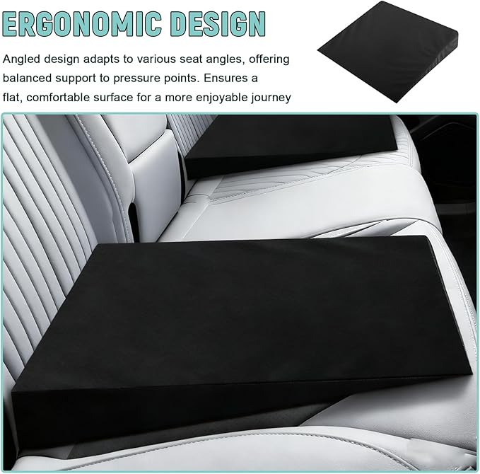 vvag 2PCS Auto Seat Wedge Leveling Cushion,Comfortable Ergonomic Wedge Car Seat Cushion,Heightening Seat Foam Pad Booster, Angled Design RearSeat Leveling Pad Office Chairs Cushion for Pain Relief