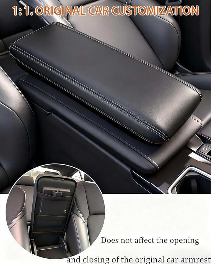 Center Console Cover for 2025 2026 Toyota Camry Armrest Cover 2025 2026 Camry (LE/SE/XLE/XSE) Armrest Pad 2025 2026 Camry Hybrid Accessories Center Console Cushion (Black line)