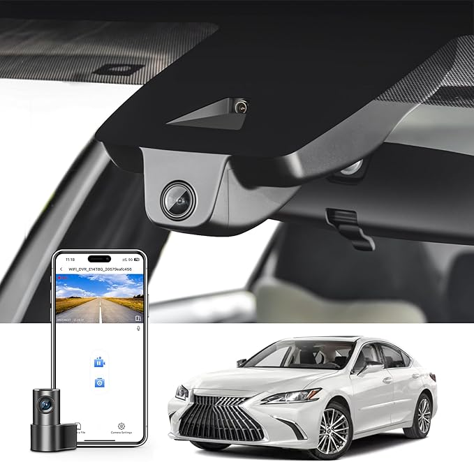 Mangoal Front 4K & Rear 1080p Dash Cam Custom for Lexus ES 2019 2020 2021 2022 2023 2024 2025 (Model B),ES350 ES300h F Sport ES250 etc,OEM Look,UHD 2160P Video, WiFi & App,128GB Card