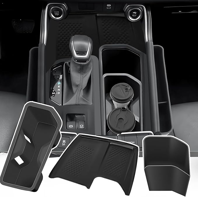 Compatible with Grand Highlander 2024-2026 Accessories, Black Silicone Center Console Cup Holder & Wireless Charging Anti-Slip Mat (3PCS)