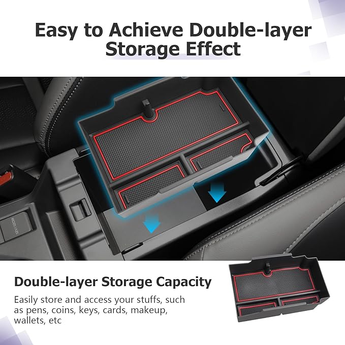 LUWU Center Console Organizer Compatible with Subaru Crosstrek & Impreza 2024-2026 Accessories Armrest Console Secondary Storage Box Insert Tray ABS Material with Coin Holder Red