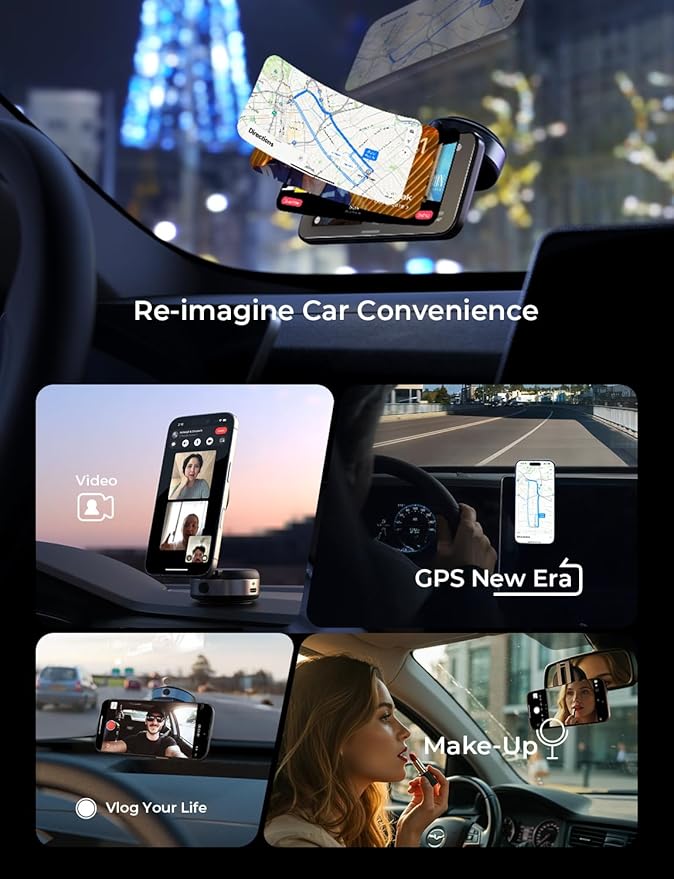 LISEN Electric Suction Cup Phone Mount, Vacuum Electric Suction Cup Phone Mount, for MagSafe Magnetic Suction Mount for iPhone 16/15/14/13/12,Black Kits
