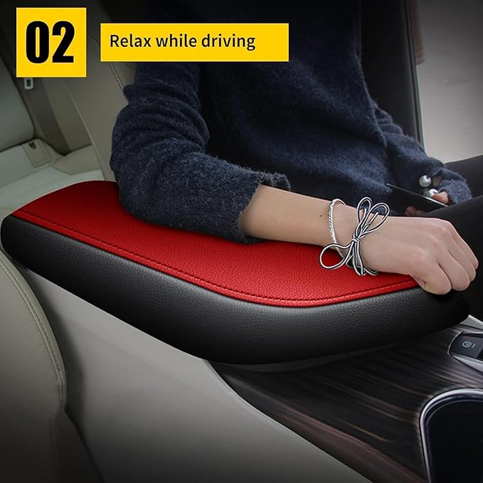 AOMSAZTO Console Covers for 2018-2023 Toyota Camry Black with Red Leather