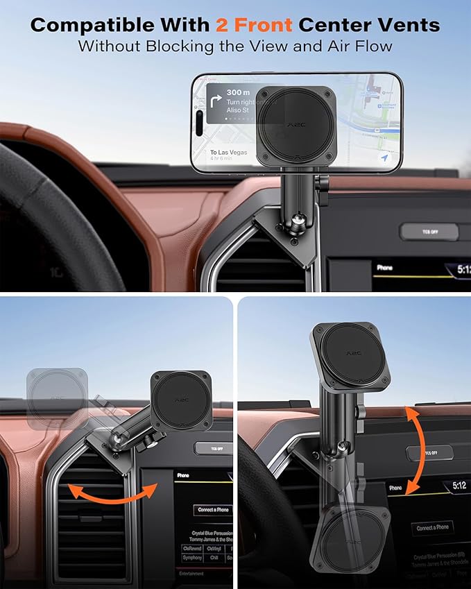 APPS2Car Magnetic Vent Mount for Ford F-150 (2015–2020), Super Duty (2017–2021) & 2022 (XL & XLT), Expedition (2018–2021), Compatible with iPhone 12-17 Series & MagSafe Case, Metal Socket Arm