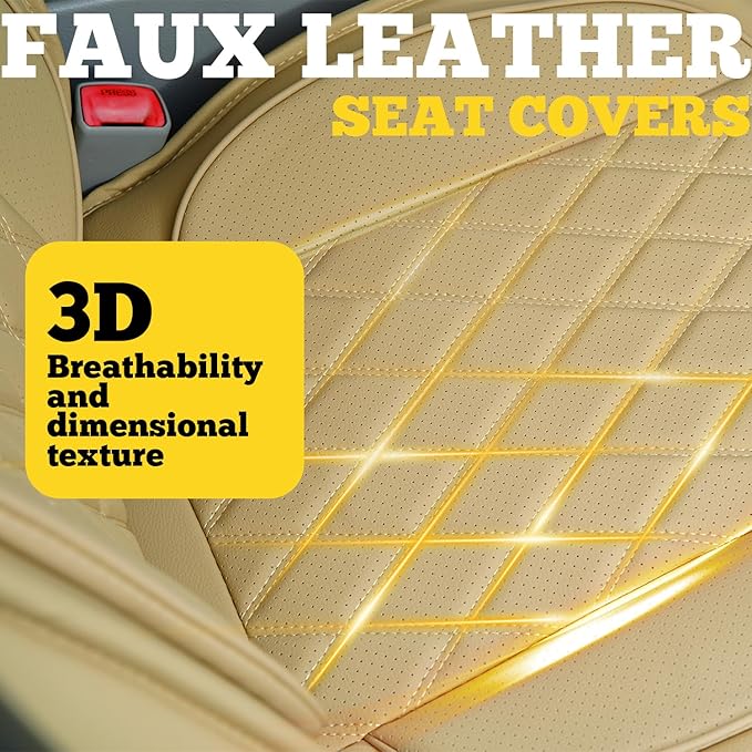 LINGVIDO Car Seat Covers for Front Seats (2 Seats) - Premium Perforated Nappa Leather,Waterproof Shield, Omni-Adapt Fit for SUVs Sedans, Ideal for Rideshare & Pets