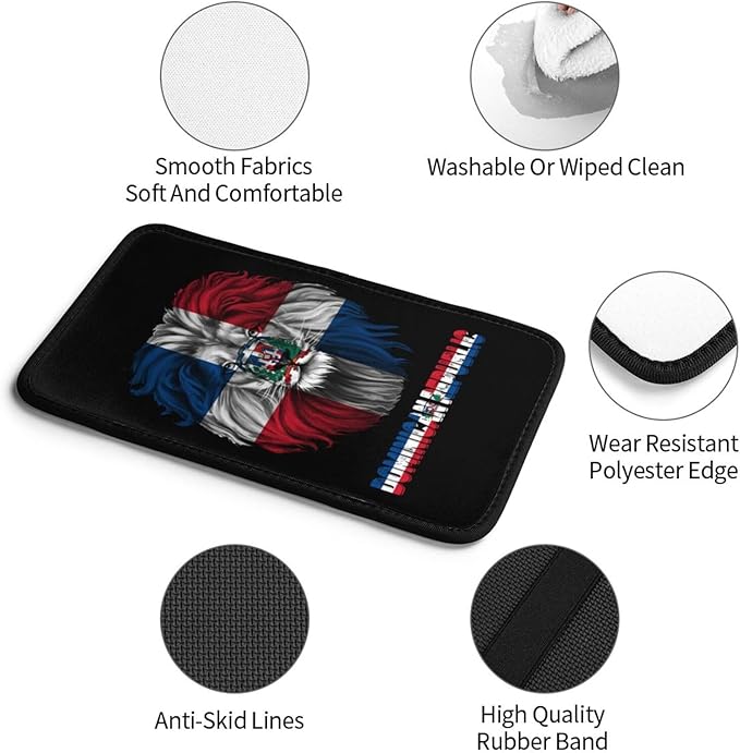 Vintage Dominican Republic Flag Lion Head Auto Center Console Armrest Cover Car Handrail Box Cushion Pad Mat Universal Fit Most Vehicle Sedan Truck SUV Soft Comfort Decor Accessories