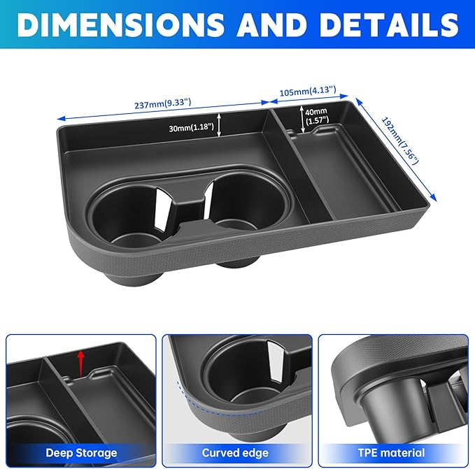 Console Organizer Tray Cup Holder Fits for 2021-2025 Ford F150 & 2023-2026 F250 F350 F450 F550 40/20/40 Jump Seat Center Console Storage Cup Holder Insert for F-Series Super Duty Accessories