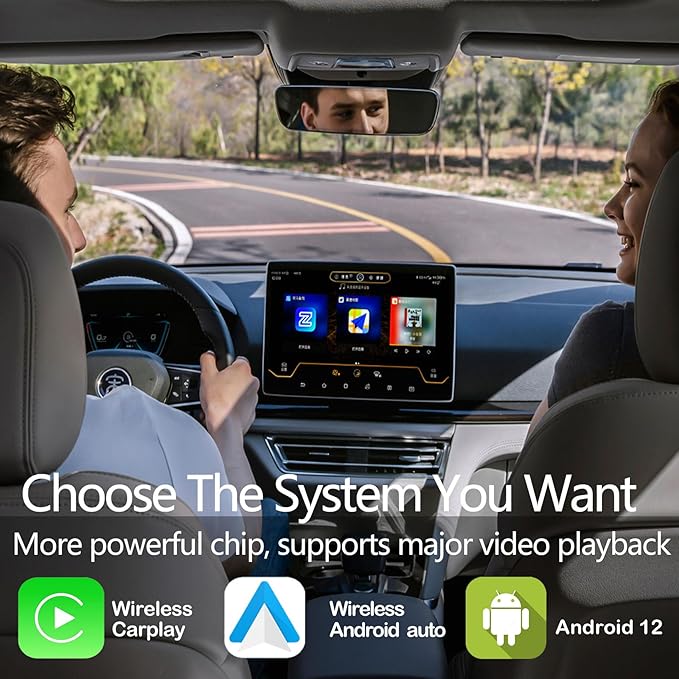 Wireless Carplay Adapter, 3 in 1 Android Auto Adapter 2025 Android 12 Ai Box Wired Carplay to Wireless Plug and Play, 8GB+128GB, HDMI Output, GPS, Video Viewing YouTube, Netflix, Tiktok, etc