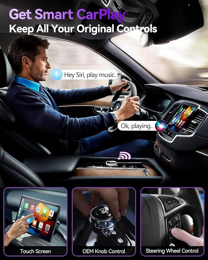 Wireless CarPlay Adapter for iPhone - 2025 Upgrade Converts Wired to Wireless CarPlay, Auto Connect, Plug & Play, Stable Fast Connection, for Cars with Factory CarPlay 2014+ & iOS 10+