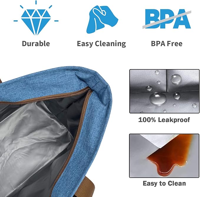 LHZK Jumbo Insulated Cooler Bag with Thermal Foam Insulation, Premium Leakproof Cooler Tote Bag with Zipper, Insulated Hot Cold Bag for Food Transport, Picnic, Travel, Beach (50L, Blue)