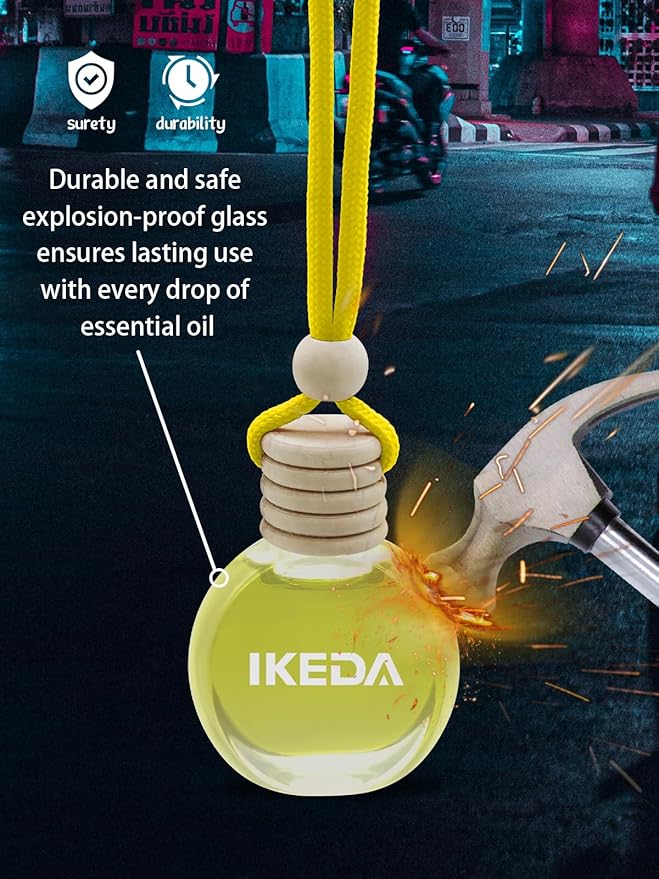 Ikeda Car Air Freshener: Hanging Car Smell Air Freshener | 10ml Hanging Car Perfume | Long Lasting Fragrance | Strong Scents Diffuser for Auto Home (Pineapple)