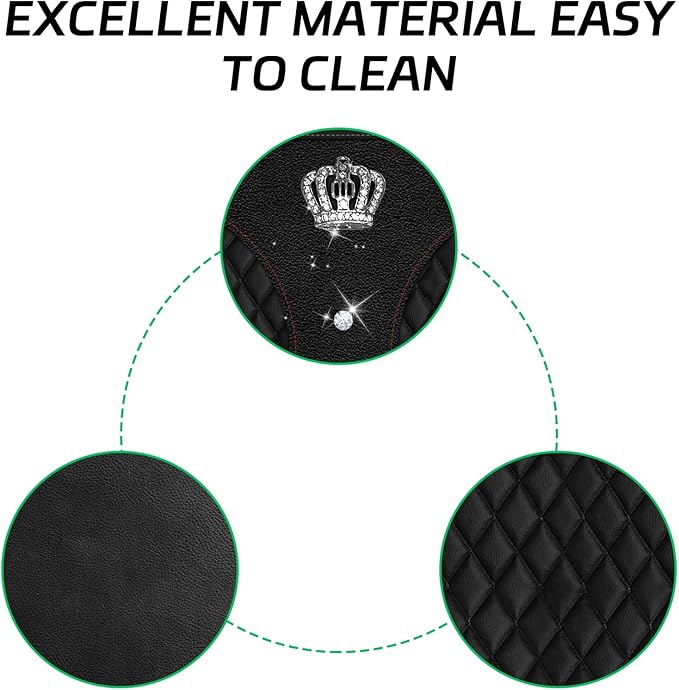Black Bling Car Console Cover Hot Black Arm Rest Center Console Cushion Pad, Universal Anti-Slip Leather Armrest Box Decor Protector with Crystal Sparkling Rhinestone Car Accessories(Black)