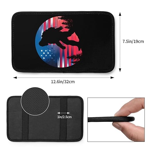 Big Walking American Flag Car Auto Armrest Cushion Cover Accessories Center Console Seat Box Pad Protector Universal Decoration for Most Vehicle SUV Truck