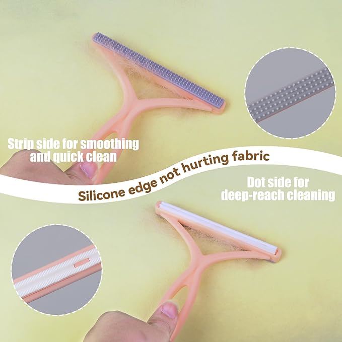 Pet Hair Remover - 4 Pack Dog Cat Hair Remover for Couch Furnitures, Reusable Lint Remover Shaver Portable Carpet Rake Scraper Brush for Blanket,Clothing, Pet Towers, Car Upholstery Green