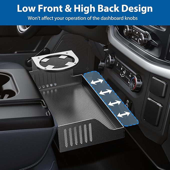 All Metal Front Center Seat Headrest Organizer Compatible with 2011-2025 2026 Ford F150 F250 F350 F450 F550 F650 Accessories, Compartment Tray Container Storage Box with Cup Holder(Jump Seat Only)