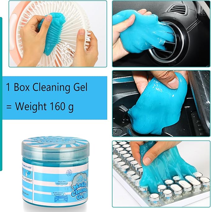 Luscinum Car Interior Duster Detailing Cleaning Gel Brushes Kit, Soft Dust Detail Crevice Brush Slime Putty Cleaner Accessories Tools for Dashboard,Air Vent,Panel,Leather