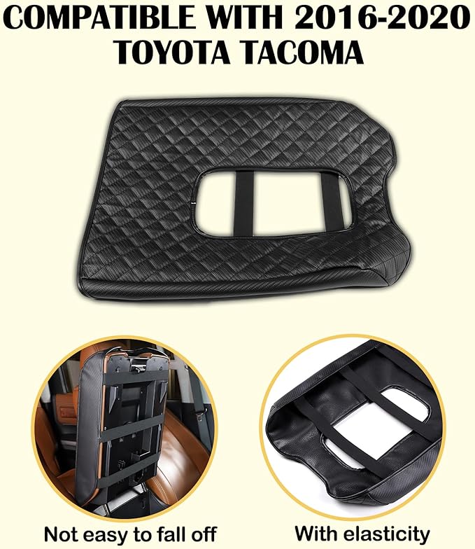 Center Console Armrest Cover Kit,Console Armrest Cushion Automotive Customized Console Armrest Cushion, Fit for Toyota Tundra 2014-2020 Accessory Organizer Protector (Plaid - Carbon fiber pattern)