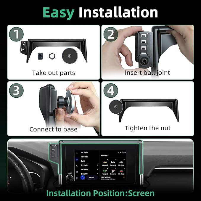Car Phone Holder for Toyota RAV4 (2019-2024 2025,7/8inch),MagSafe Car Mount Charger,Magnetic Phone Holder,15W Wireless Charging,Screen Phone Holder,360° & Hands Free,2023 RAV-4 Interior Accessories