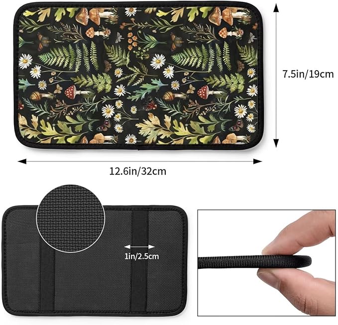Car Armrest Cushion Pad Mushroom Center Console Cover Boho Green Car Accessories Interior Organizers Auto Center Console Arm Rest Covers