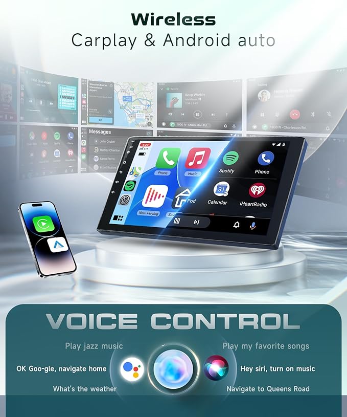 [4G+64G] Android 15.0 Car Stereo for Honda Accord 8th 2008-2013 Support Wireless Carplay/Android Auto with 10.1 Inch 1280 * 720P IPS Touchscreen 5Ghz-WiFi GPS Navigation BT FM/RDS Radio Backup Camera