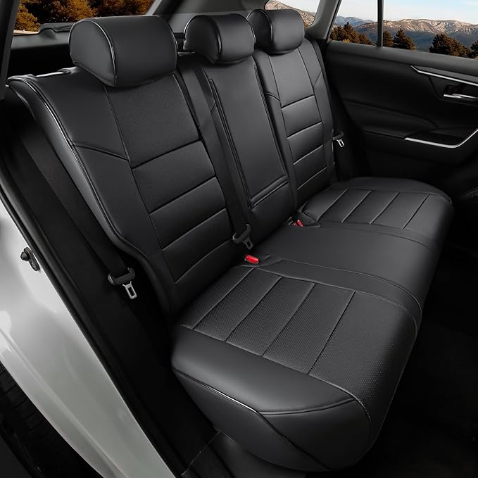 Custom Fit RAV4 Seat Cover for Toyota RAV4 2019 2020 2021 2022 2023 2024 2025 LE,XLE,Limited,XLE Premium,Faux Leather,2-Row Full Set,(Black)