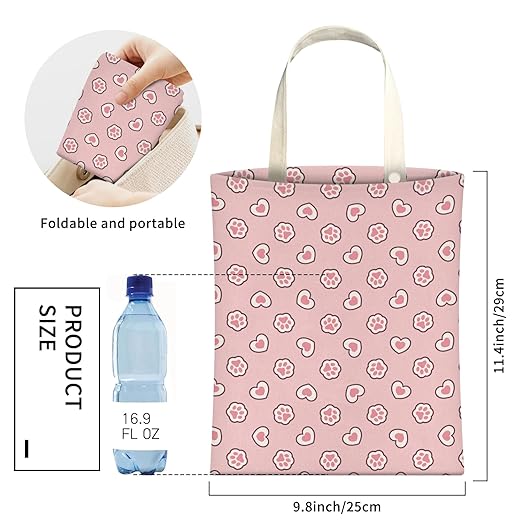 Cute Car Trash Can, Hanging Canvas Car Back Seat Organizer and Storage Bag, Funny Car Trash Bag For Travelling, Outdoor Cute Pink Heart Paw