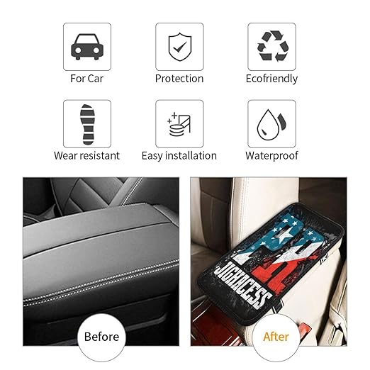 Puerto Rico Flag Colors Style Car Auto Armrest Cushion Cover Accessories Center Console Seat Box Pad Protector Universal Decoration for Most Vehicle SUV Truck