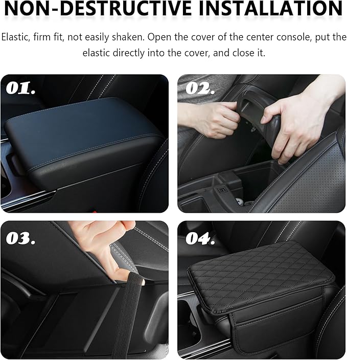Upgraded Car Center Console Cover,Microfiber Leather Car Armrest Cover Cushion with 2 Storage Bags,Universal Armrest Storage Box Accessories for Most Vehicles (Brown)