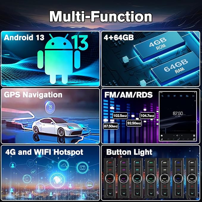 12.1" Qualcomm Car Radio 8-core Android for Chevy Silverado GMC Sierra 2014-2018 Head Unit with Dual Bluetooth CarPlay Android Auto GPS Navigation FM AM DSP Gyroscope Function Backup Camera