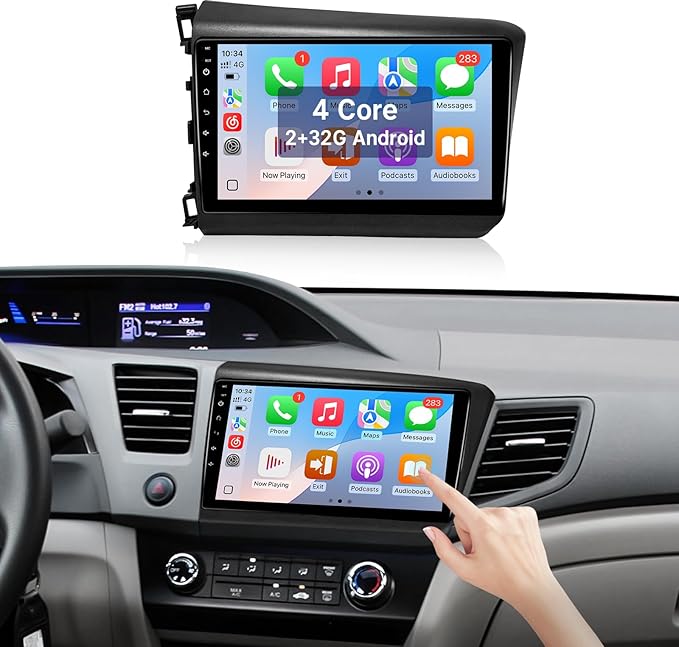 Leadfan Android 13 Car Radio for Honda Civic 2012 Stereo Replacement with 9'' Touchscreen Carplay Android Auto in-Dash GPS Navigation Bluetooth WiFi SWC Backup Camera MIC (4+64G)