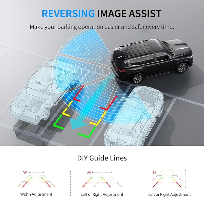 Solar Wireless Backup Camera for Car 5" HD 1080P Monitor 2 Mins DIY Installation 5,000mAh Battery Night Vision 2 Split Screen Back Up Camera Waterproof Reverse Camera for Truck,Pickup,RV,SUV