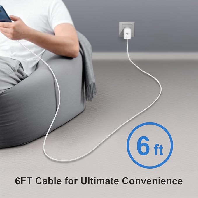 45W Type C Charger, USB C Charger 2-Pack iPhone 15 16 Chargers 6FT with iPhone 16/15/16 /15Plus/16 Pro/16 Pro Max/15/AirPods/Galaxy S25 S24 S23 S22 S21,Android Chargers(White)