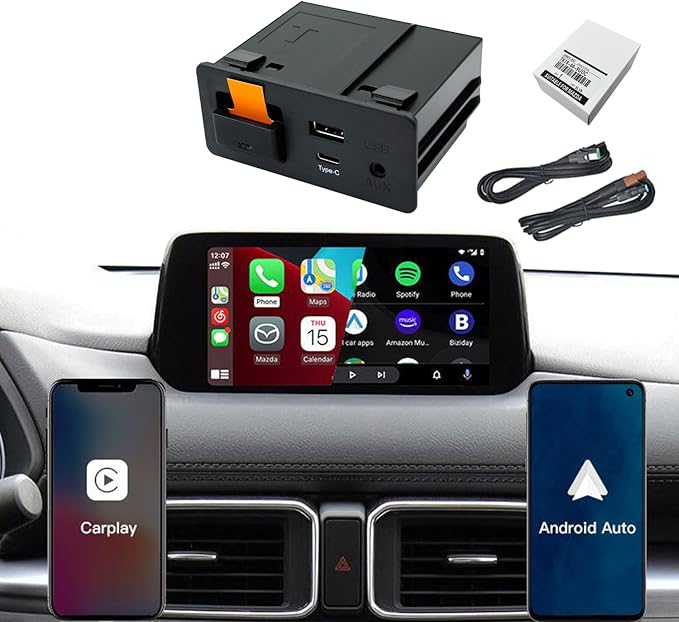 Mazda Wireless Apple CarPlay Retrofit Kit | OEM TK78669U0C USB Hub Upgrade for Wired Android Auto & Type-C Fast Charge | Compatible with CX-5, CX-9, Mazda3, Mazda6, CX-3, MX-5 (2014-2019) (P3 PRO)