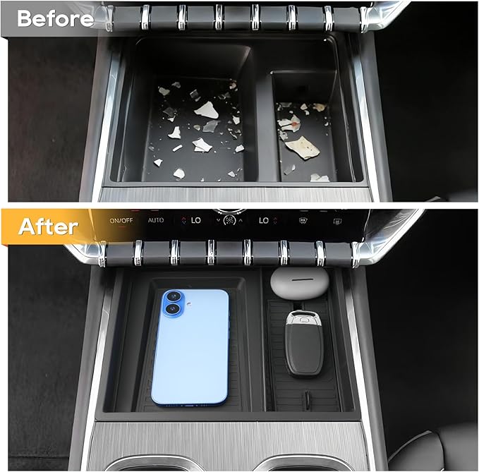 GMC Acadia Center Console Organizer 2024-2026 GMC Acadia (Elevation/AT4)-ABS Materials& TPE Wirless Mats Storage Box 2024-2026 GMC Acadia Accessories- ONLY FOR Console Without Cover- NOT FOR DENALI