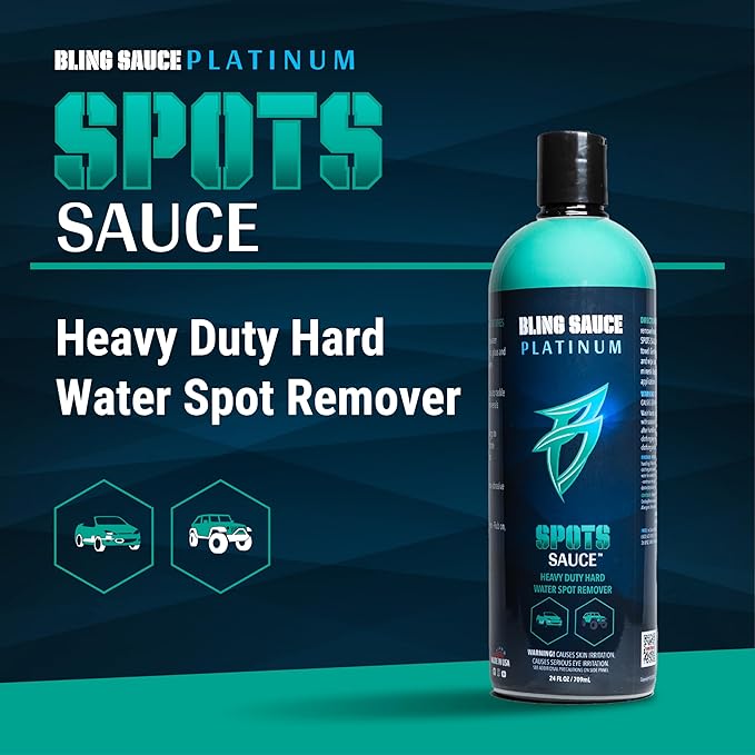 Bling Sauce Platinum Spots Sauce, Heavy-Duty Hard Water Spot Remover for Cars, Trucks, SUVs, 24oz.