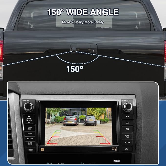 Tailgate Handle Backup Camera Fit for Toyota Tundra 2007-2013 Classic Tailgate Reversing Rear View Park Assist Camera RCA Plug Replaces 69090-0C051 86790-34011 86790-34030