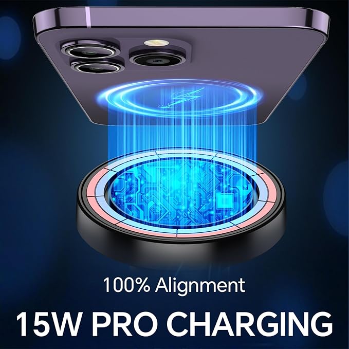 Coolpow for MagSafe Car Mount Charger【Ultra Magnet】 Magnetic Phone Holders for Your Car Charger【Windshield+Vent+Dash】 Magnetic Wireless Car Phone Holder Charger Car Mount for iPhone 17 (Gray)