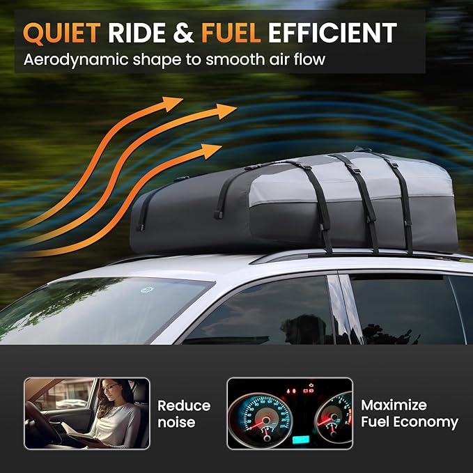 Sailnovo Rooftop Cargo Carrier Roof Bag,20 Cubic feet Soft PVC Waterproof Roof Bag for Most Vehicles with/Without Rack with Strap,Anti-Slip Mat,Padlock,Foldable Car Top Carrier for Road Trip Camping