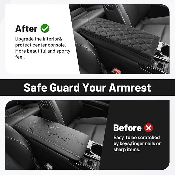 Autorder Center Console Cover for 2025-2026 Toyota Camry Accessories Armrest Cushion Cover Nappa Leather Middle Console Covers Camry Console Cushion Pad Anti-Scratch