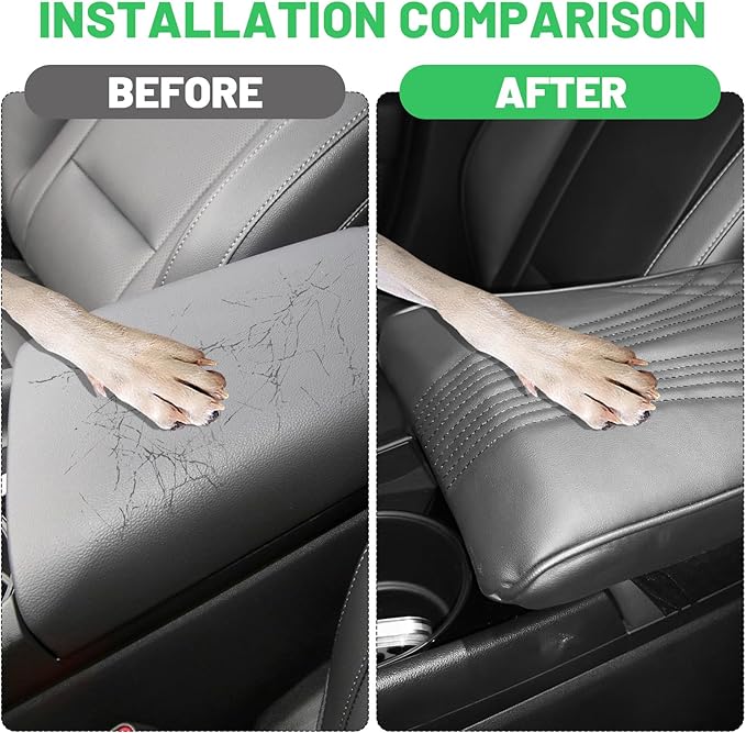 Center Console Heighten Cover Universal Leather Memory Foam Armrest Booster Pad Arm Rest Storage Box Protector for Cars, SUVs, Trucks Car Interior Accessories (Black)