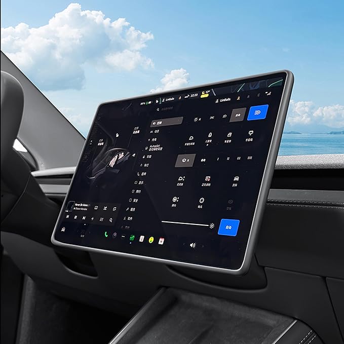TOPABYTE 3PCS Center Console Accessories for Tesla New Model Y Juniper 2026 2025 Model 3 Highland 2024 Cup Holder Insert, Screen Edge Protector Frame, Wireless Charger Mat Silicone, Black