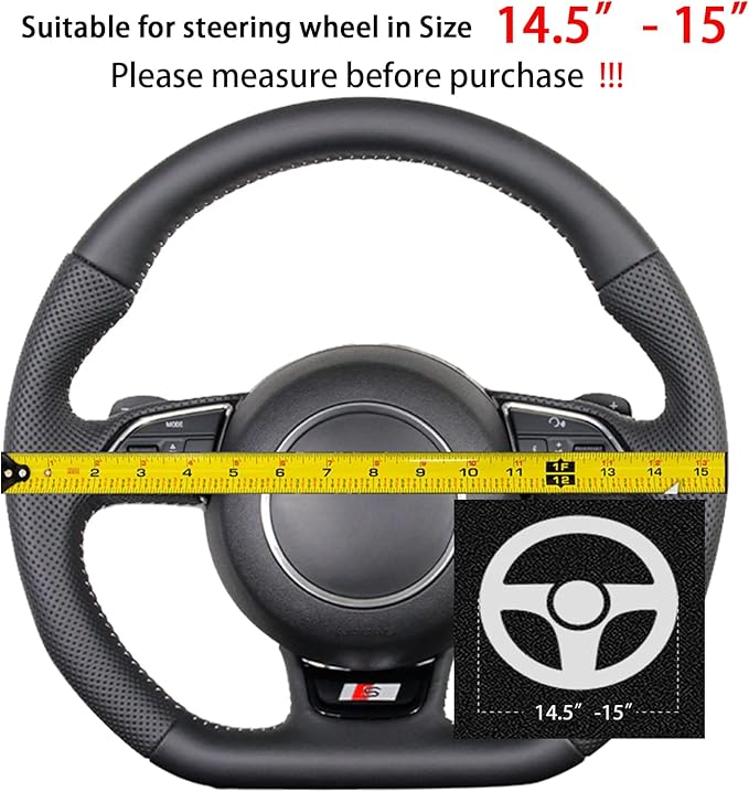 Suede D Shape Steering Wheel Cover,Compatible with Volkswagen Beetle Passat Golf Polo Tiguan Atlas Jetta SuedeLeather Sport Non-Slip Wheel Cover Car Accessories 15 inch for Man and Women