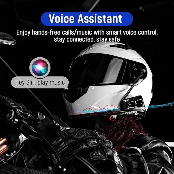 LEXIN MeshCom Motorcycle Helmet Bluetooth Headset, 24 Riders Mesh Communication System, Dual Chips with Audio Multitasking/Music Sharing/1100mAh Battery/FM Radio/Noise Reduction/Waterproof, Dual Pack
