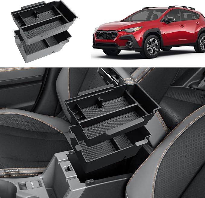 Center Console Organizer For 2024-2026 Subaru Crosstrek/2024-2026 Impreza - Double Layer Armrest Box Organizer For 2024-2026 Crosstrek/2026 Crosstrek Hybrid & 2024-2026 Impreza Accessories - ABS Tray