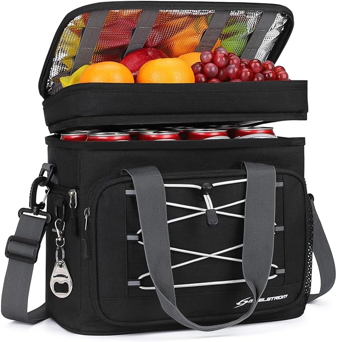 Maelstrom Portable Collapsible Soft Cooler Bag – 24/30/60 Cans Double-Deck Leakproof Ice Chest for Beach, Camping & Grocery